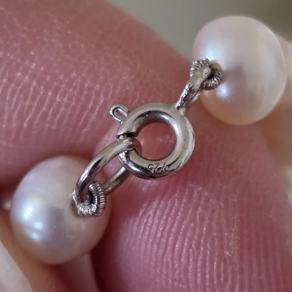Vintage Baroque Pearl Necklace 925 Sterling Silver Signed CGI CN